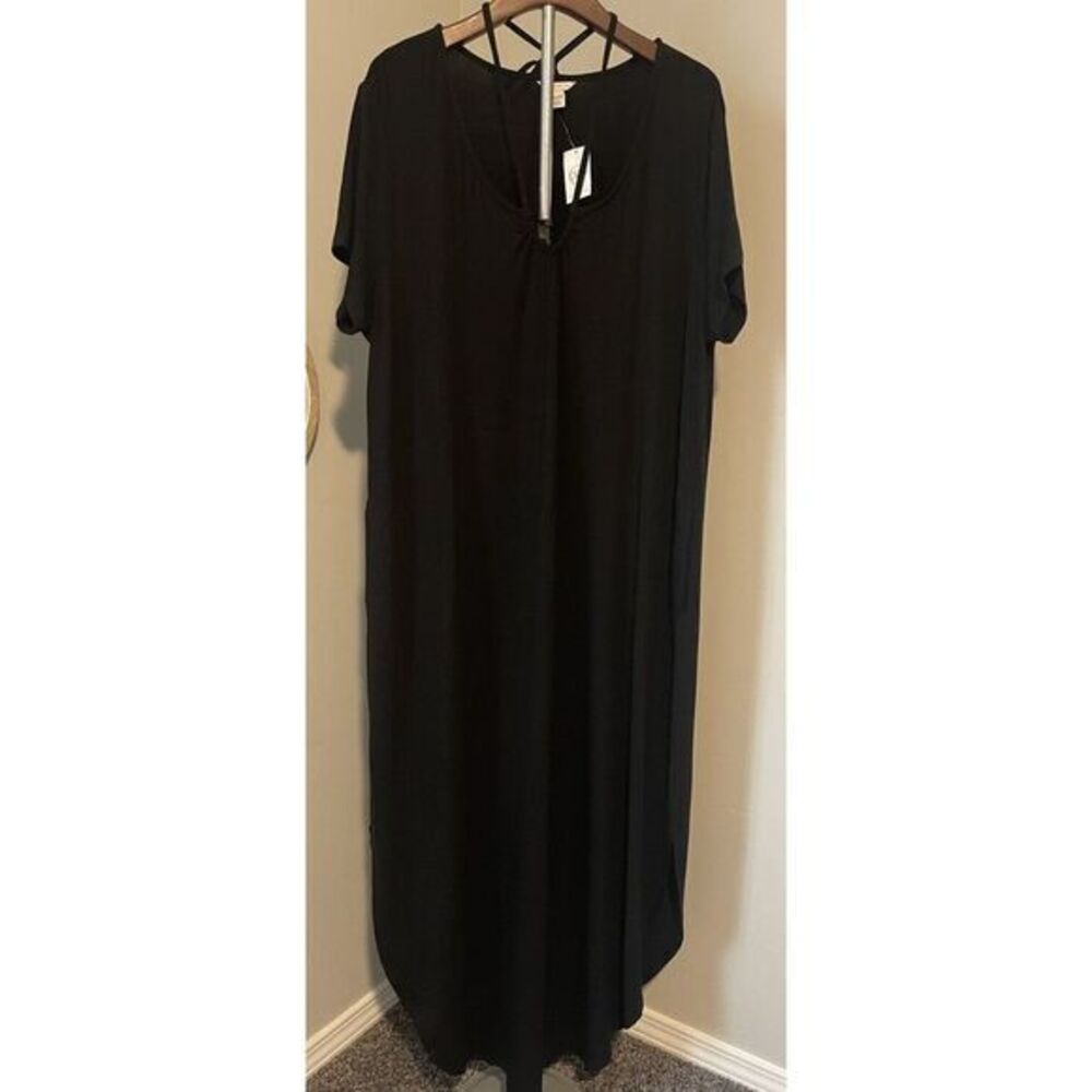 Cato Black Short Sleeve Stretch Knit Maxi Dress‎ Women Size 18W/20W NWT
